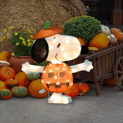24" Peanuts 2D Pre-Lit Yard Art Snoopy in JOL
