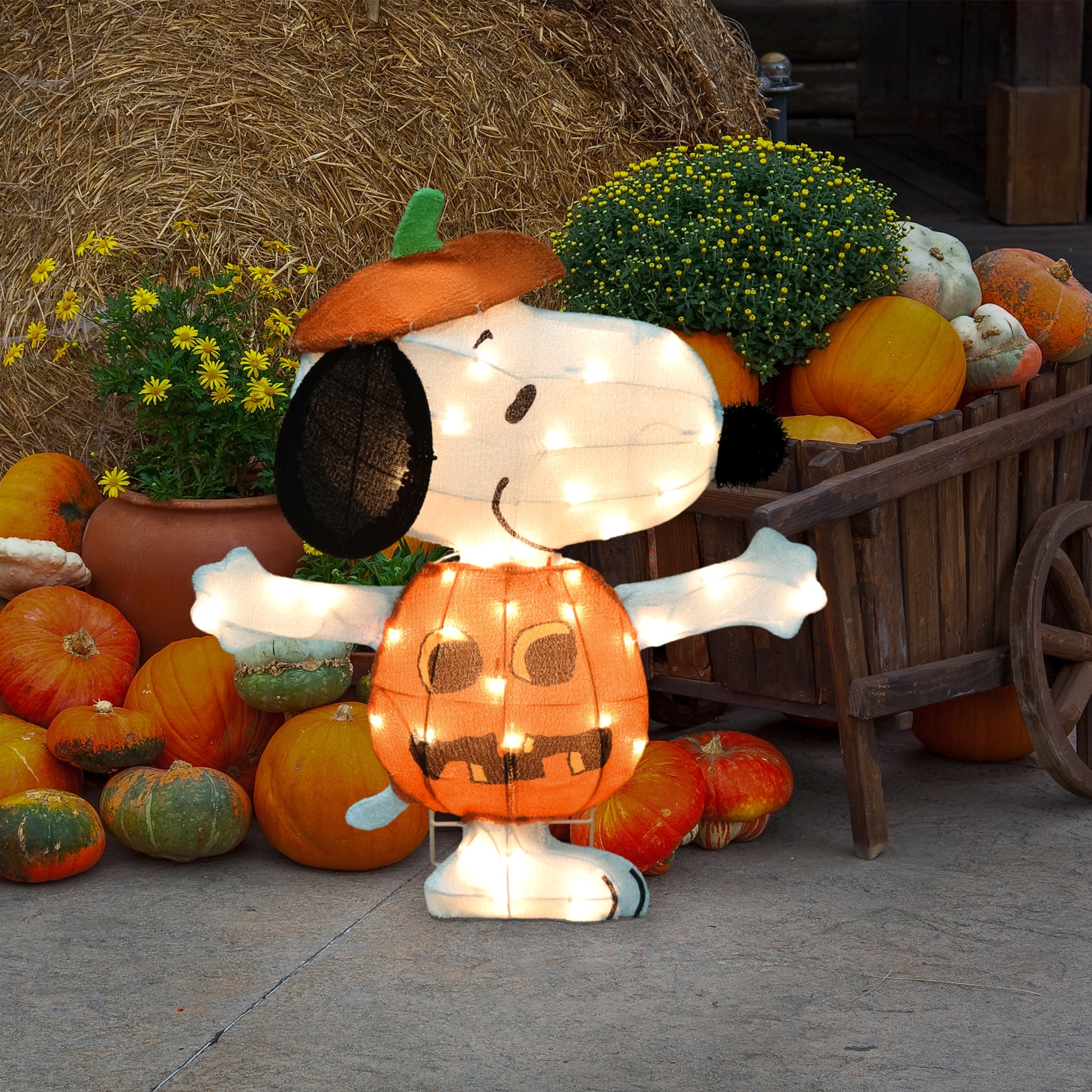 24" Peanuts 2D Pre-Lit Yard Art Snoopy in JOL