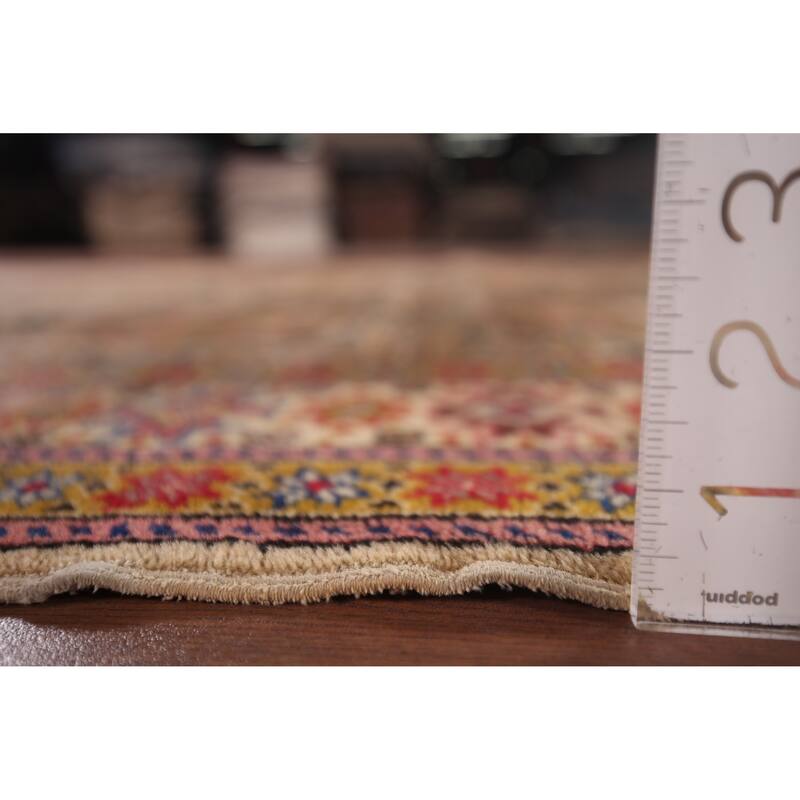 Geometric Anatolian Turkish Vintage Rug Handmade Beige Wool Carpet - 6'7" X 9'10"
