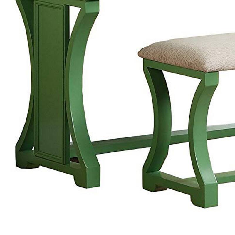 Modish Vanity Set Featuring Stool And Mirror Green