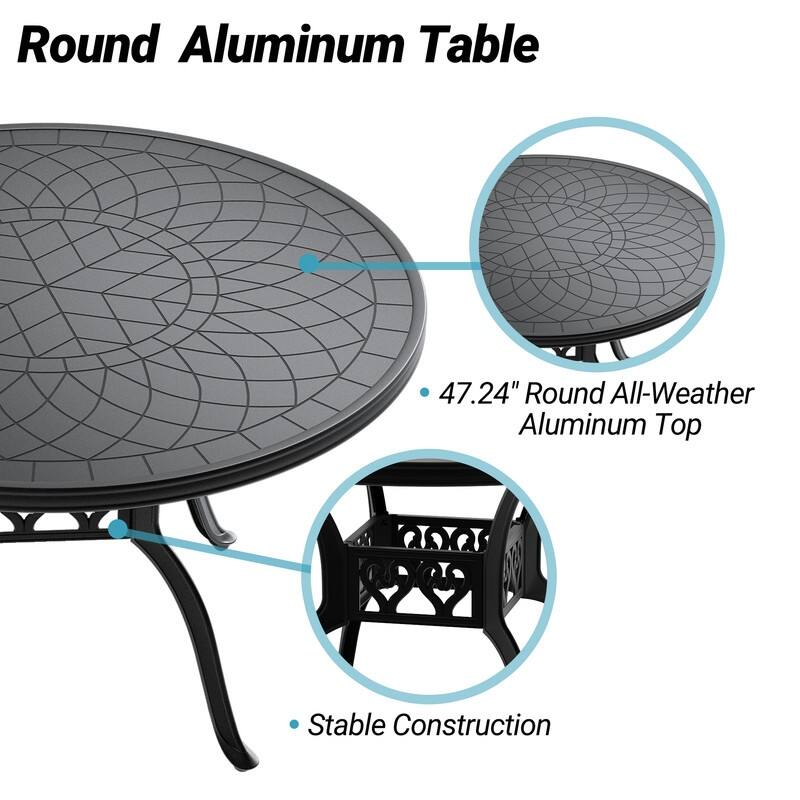 Traditions 7-Piece Patio Outdoor Dining Set with 6 Dining Chairs and 47.24 in.Round Table, Rust Free