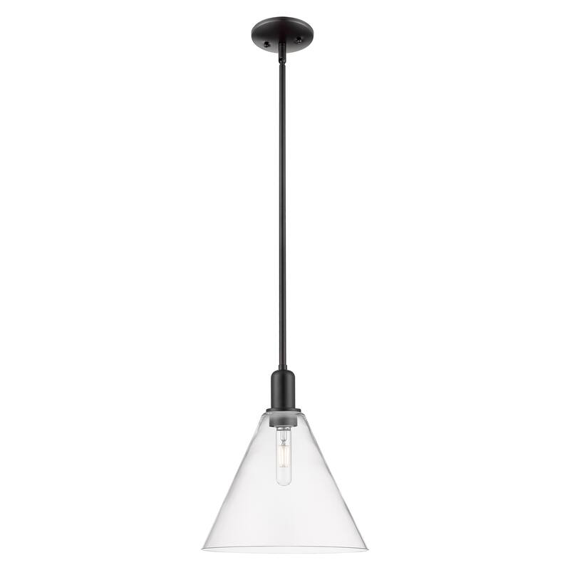 Innovations Lighting Endless Possibilities Arcadia - Berkshire Glass - 1 Light 12" Stem Hung Mini Pendant - Clear/Matte Black