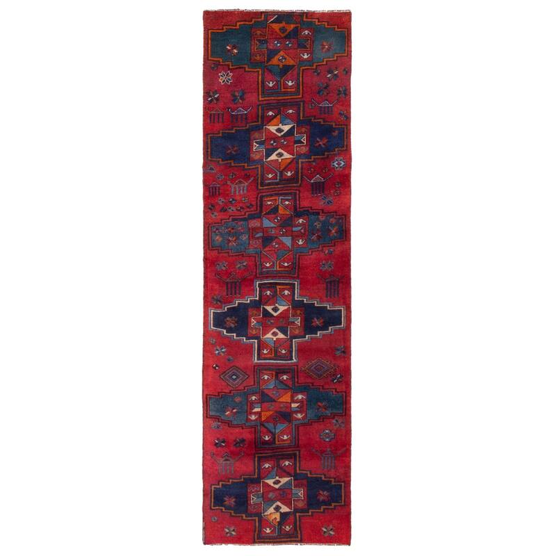 ECARPETGALLERY Hand-knotted Melis Vintage Red Wool Rug - 3'3 x 12'7 - Red - 3'3 x 12'7