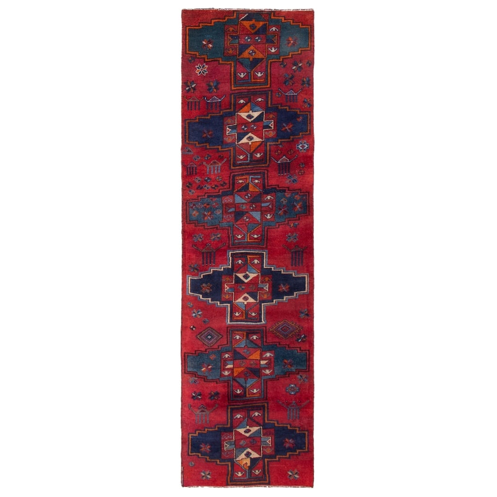 ECARPETGALLERY Hand-knotted Melis Vintage Red Wool Rug - 3'3 x 12'7