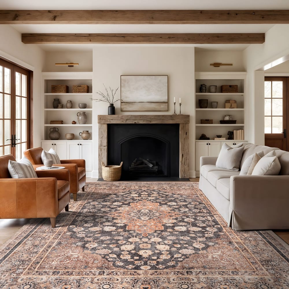 World Rug Gallery Traditional Flat Pile Washable Non-Slip Area Rug