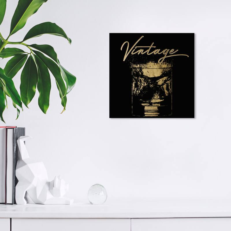 Wynwood Studio Canvas Drinks and Spirits Classic Vintage Black and Glam Wall Art Canvas Print - 12 x 12