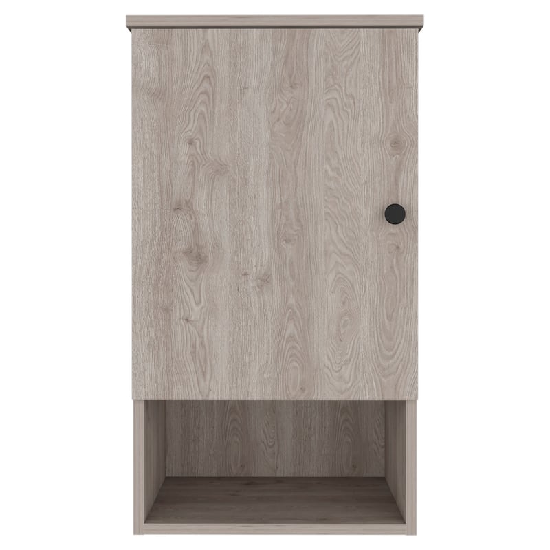 Medicine Cabinet with One Door, One Open Shelf, and Two Internal Shelves, Soft-Close Hinges, Engineered Wood