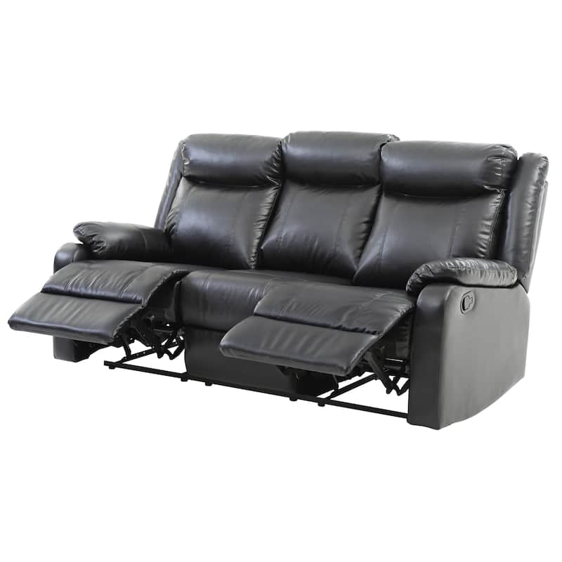 Ward Faux Leather Double Reclining Sofa - Black
