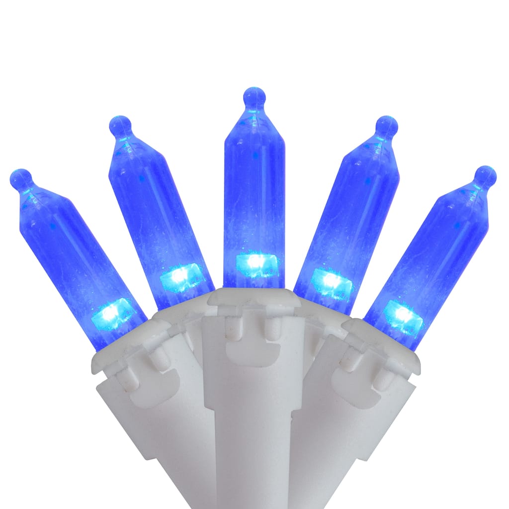100 Blue LED Mini Christmas Lights - 33 ft White Wire - 33'