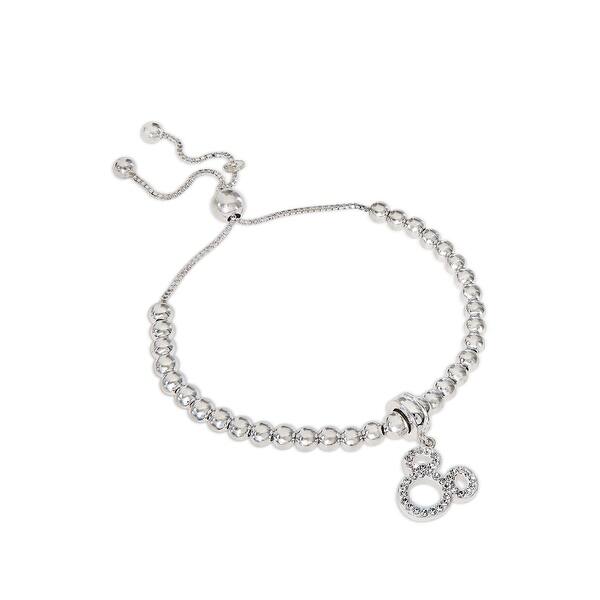 slide 1 of 4, Disney Mickey Mouse Sterling Silver Crystal Lariat Charm Bracelet - 8.5"