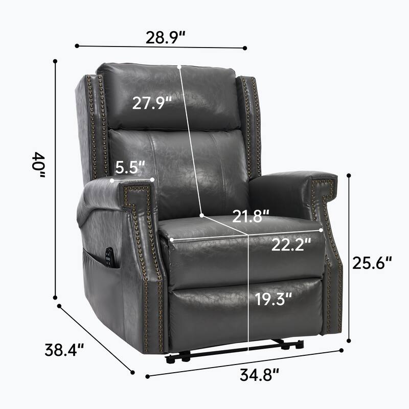 Roomfitters Manual Massage Recliner, Vintage Waxed Faux Leather Chair with Heat and 155-Degree Recline, Living Room