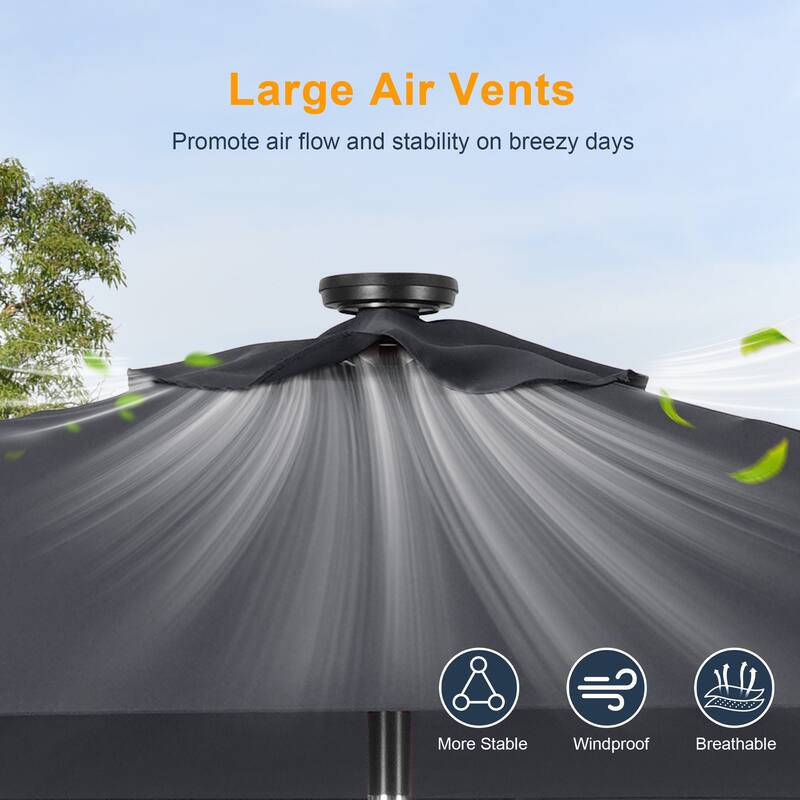 LIVOOSUN 6.5×6.5FT LED Square Patio Umbrella with UPF50+, Tilt Function, and Wind-Resistant Design——Experience Outdoor Comfort