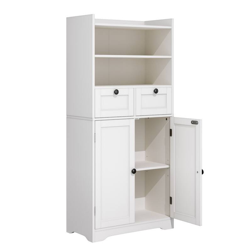 Spacious Kitchen Side Cabinet with Adjustable Shelves, Waterproof Finish & Magnetic Door Closures