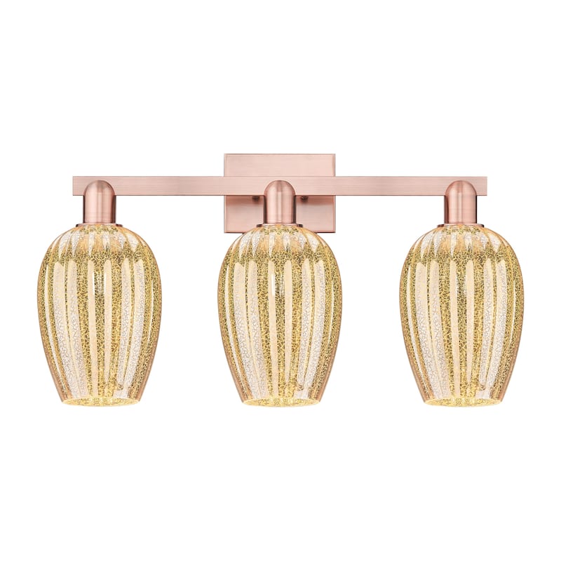 Innovations Lighting 716-3W-14-26 Preston Vanity Flute Preston 3 Light - Antique Copper / Mercury