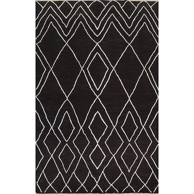 Vegetable Dye Moroccan Oriental Wool Area Rug Handmade Foyer Carpet - 5'5" x 7'11"