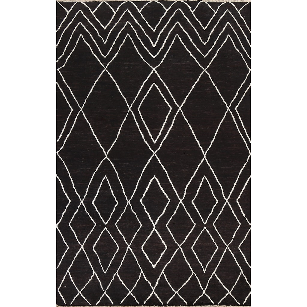 Vegetable Dye Moroccan Oriental Wool Area Rug Handmade Foyer Carpet - 5'5" x 7'11"