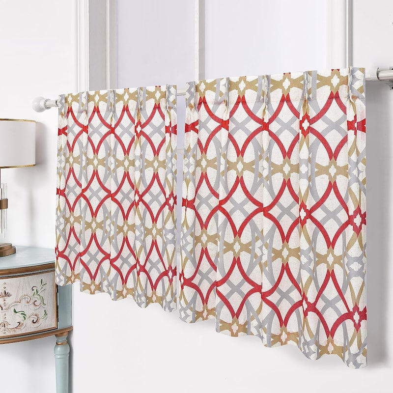 DriftAway Pinch Pleat Kitchen Curtains Linen Textured 30×36
