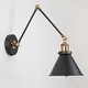 preview thumbnail 3 of 22, Malryn Set of 2 Modern Black Gold Adjustable Swing Arm Lights Plug-in Wall Sconces for Bedroom
