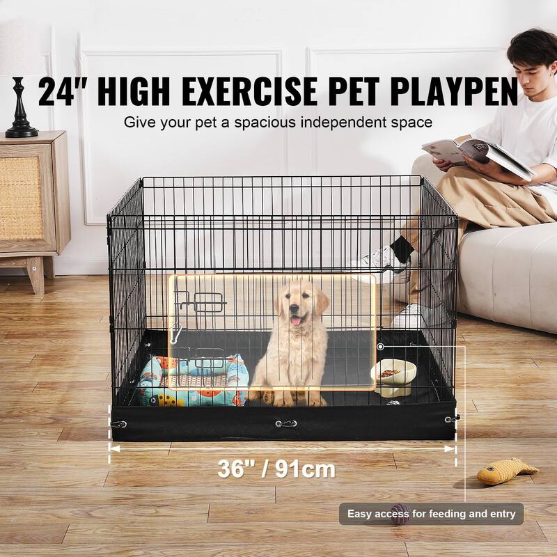 Foldable Dog Playpen with Bottom Mat 36x36 Inch for Small Pets