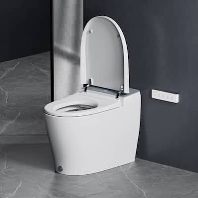 Elongated Electric Smart Bidet Toilet with Auto Open Lid, Foot Kick Flush, Night Light, 1.06 GPF