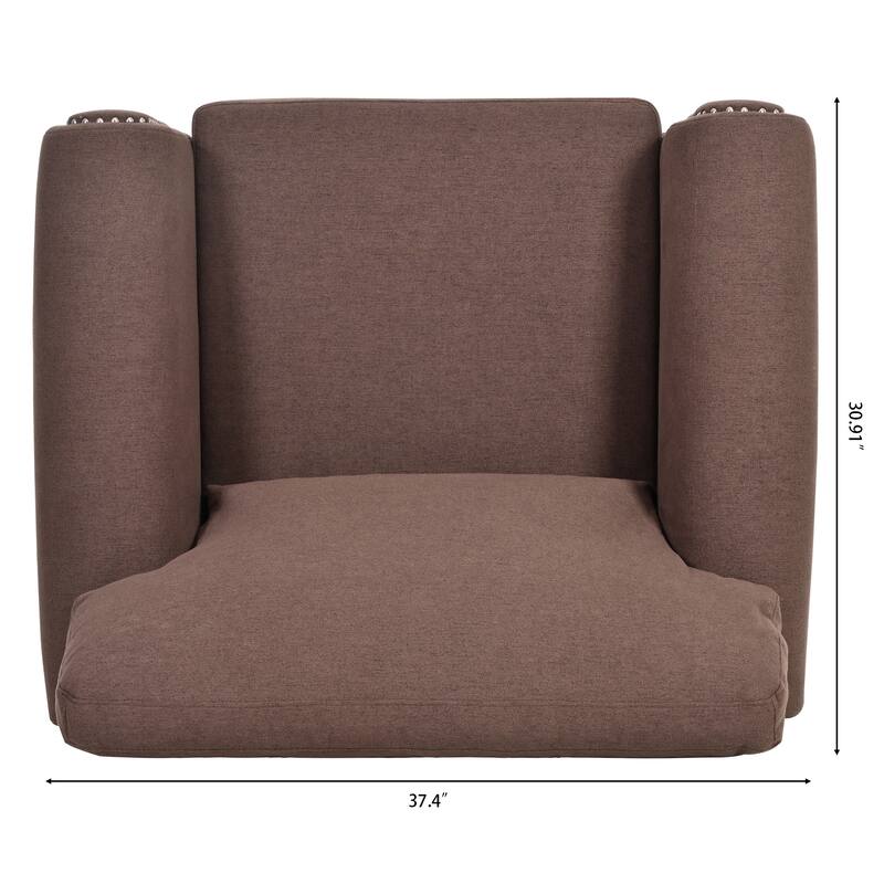 Brown 37.4" Accent Chair with Nailheads