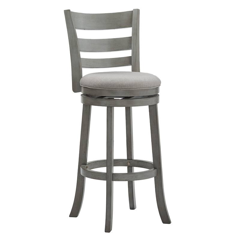 Verona Linen Ladder Back Swivel Bar Stool by iNSPIRE Q Classic - Antique Grey-Grey Linen