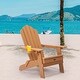 preview thumbnail 20 of 26, Folding Adirondack Chair with Cup Holder, for Patio Deck Garden Brown