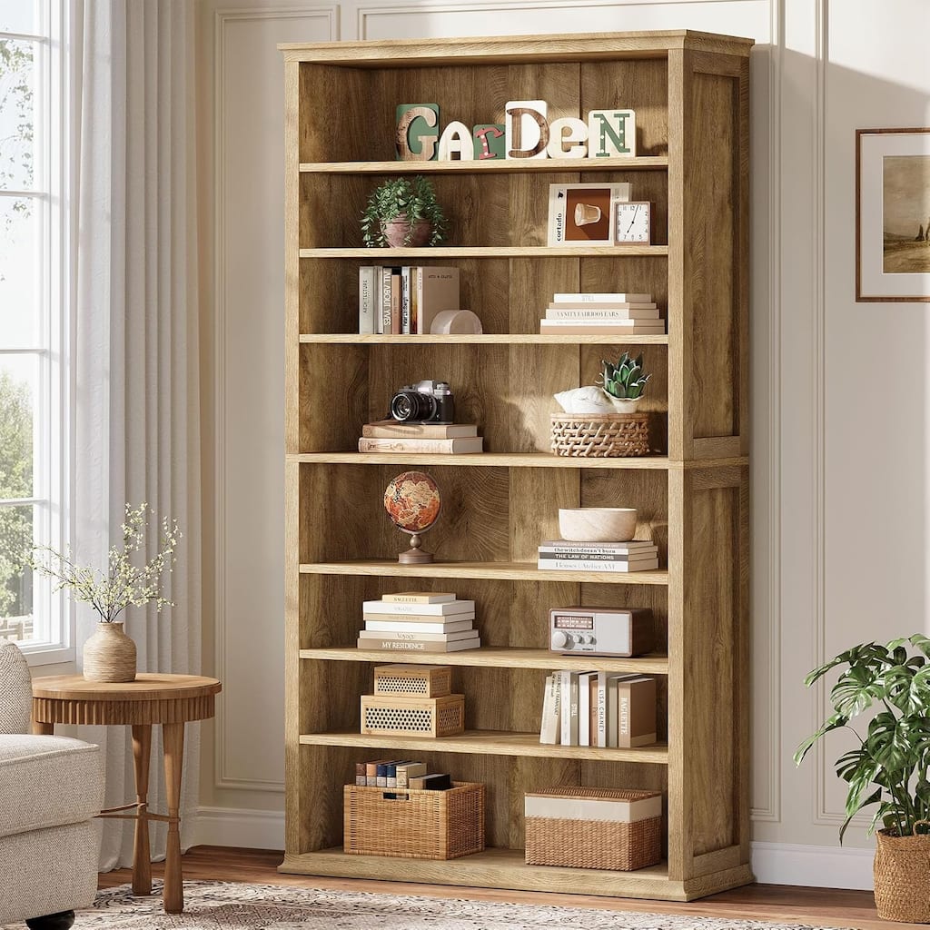 71" Tall Bookshelf with Adjustable Shelves, 8-Tier Large Open Library Bookcase - 13" D × 33.5" W × 70.9" H