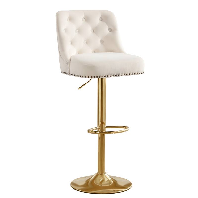 HOMYKA 360 Degrees Swivel Velvet Bar Chair With Adjustable Height Set of 6