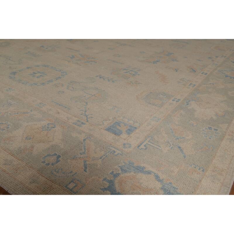 Hand Knotted Oriental 100% Wool Carpet Transitional All-Over Beige & Ivories Oushak Area Rug - 10' 0'' X 7' 8''