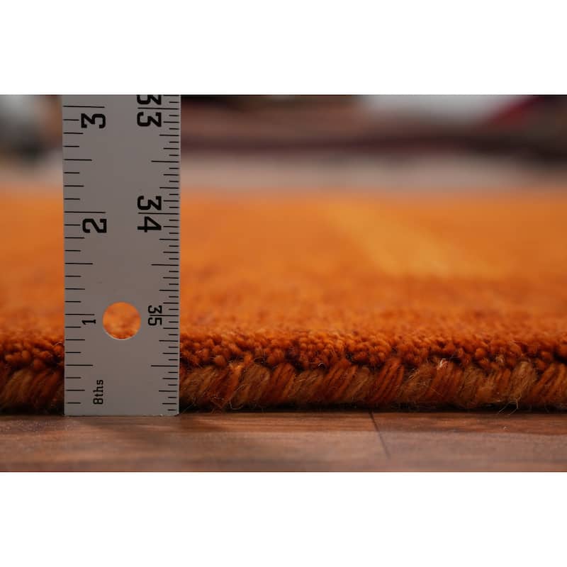 Hand Knotted Oriental 100% Wool Carpet Modern Geometric Oranges & Rust Gabbeh Area Rug - 5' 11'' X 4' 1''