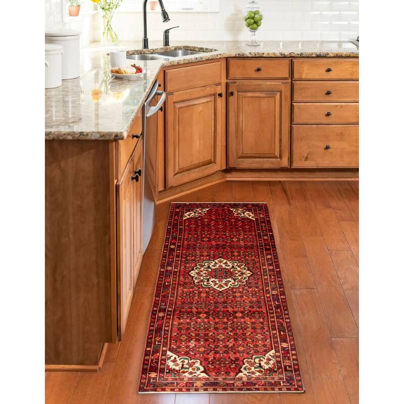 ECARPETGALLERY Hand-knotted Andelz Red Wool Rug - 3'9 x 10'5