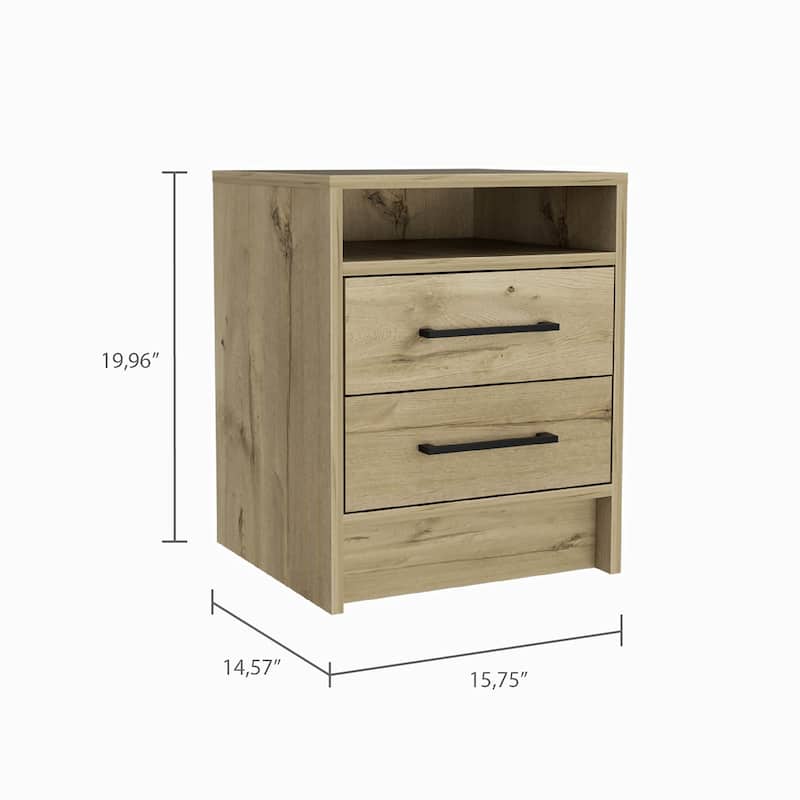 2-Drawer 1-Shelf Rectangle Nightstand