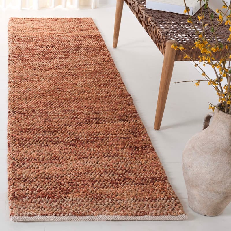 SAFAVIEH Handmade Bohemian Ancilla Jute Rug - 2'3" x 8' Runner - Natural/Rust