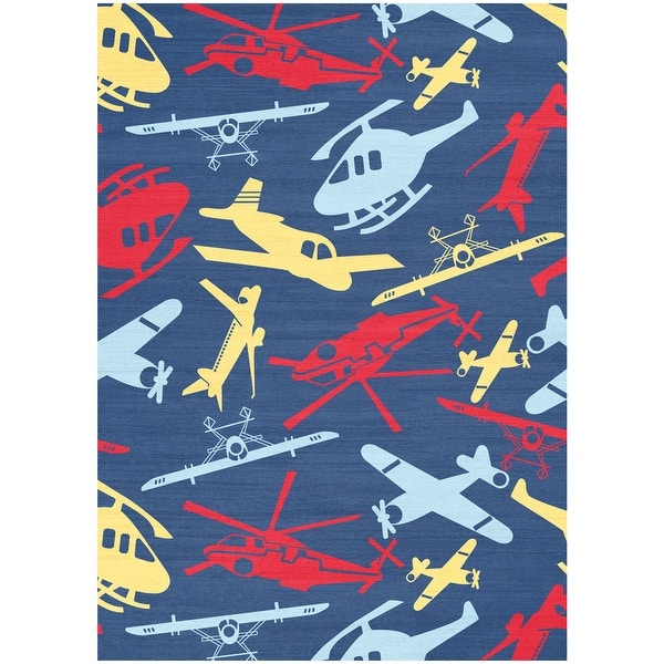 slide 2 of 9, Nourison Imagination Indoor only Blue Graphic Area Rug Navy/Multicolor - 3'5" x 5'