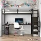 preview thumbnail 1 of 8, Full XL Loft Bed with Desk, Wardrobe, and USB, Black Black