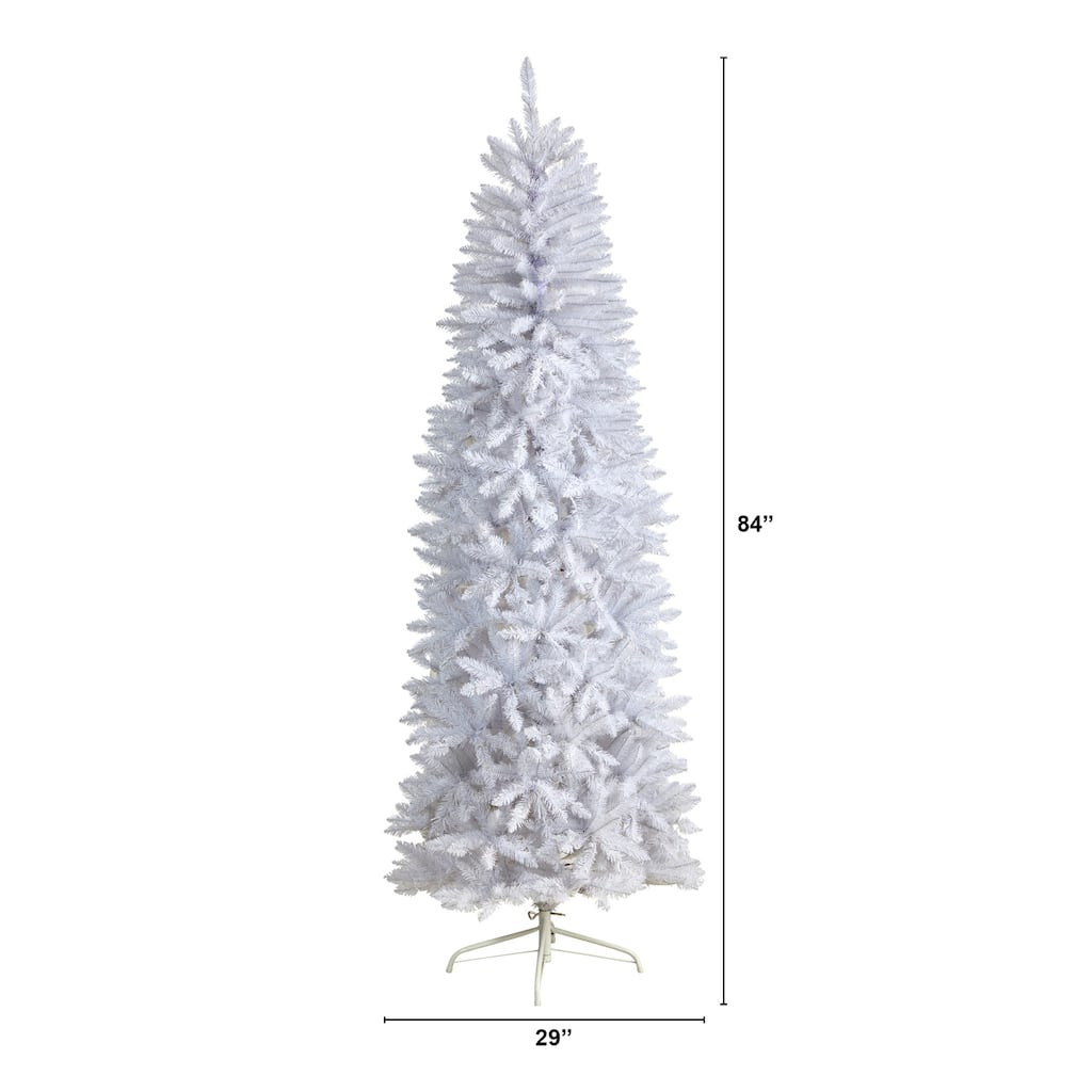 7ft. Slim White Artificial Christmas Tree with 995 Branches - Elegant Seasonal Holiday X-Mas Glow