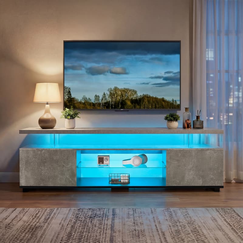 TV Stand for 55 Inch TV LED Gaming Entertainment Center Media Storage Console Table with Large Side Cabinet for Living Room