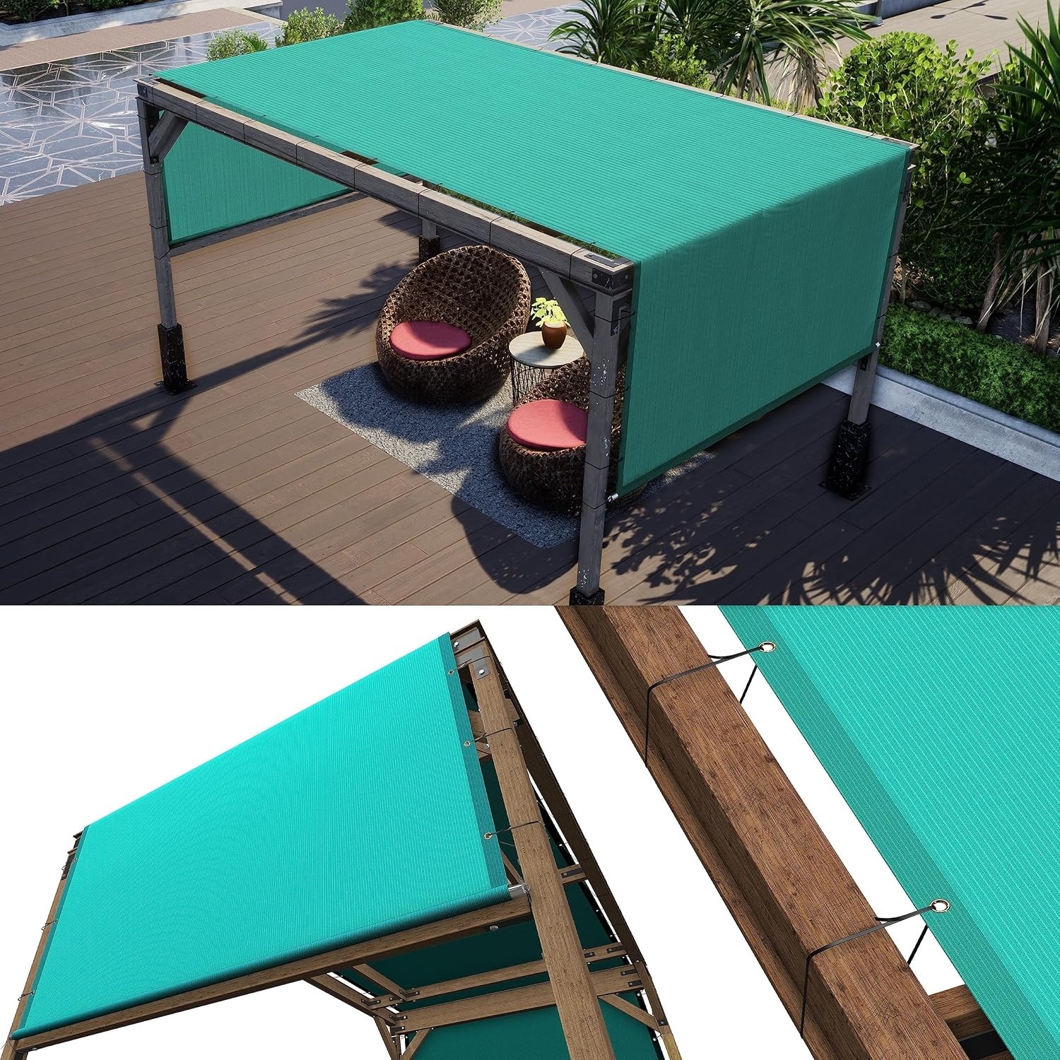 4' W x 21' L Turquoise Pergola Sun Shade Canopy Replacement Cover, UV Protection, Breathable Design, Durable Construction