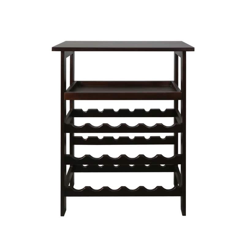 Solid Wood 18-Bottle Freestanding Wine Rack with Tabletop and Tray - 26"W x 12"D x 33"H
