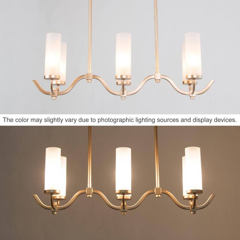 Kayna Mid-Century Modern 6-Light Chandelier Frosted Glass Lights for Kitchen Island