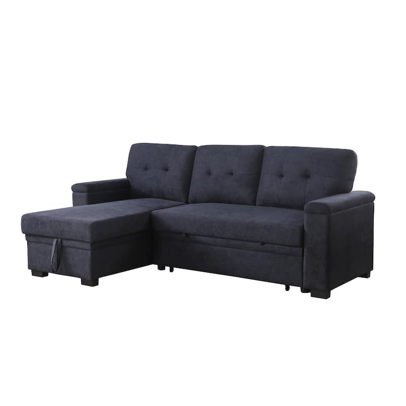 84.5"W Dark Gray Reversible Sleeper Sofa with Storage Chaise