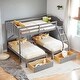 preview thumbnail 1 of 17, Full Over Twin & Twin Triple Bunk Bed with Drawers, Grey Grey