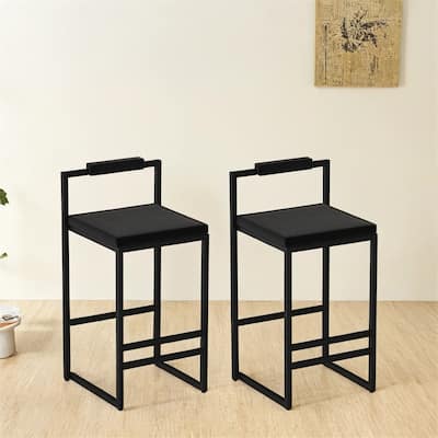 Upholstered Velvet Bar Stools Set of 2,Kitchen Counter Height Barstool