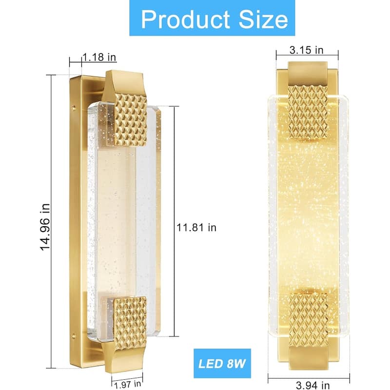 Led hardwired light brass porch light metal wall light