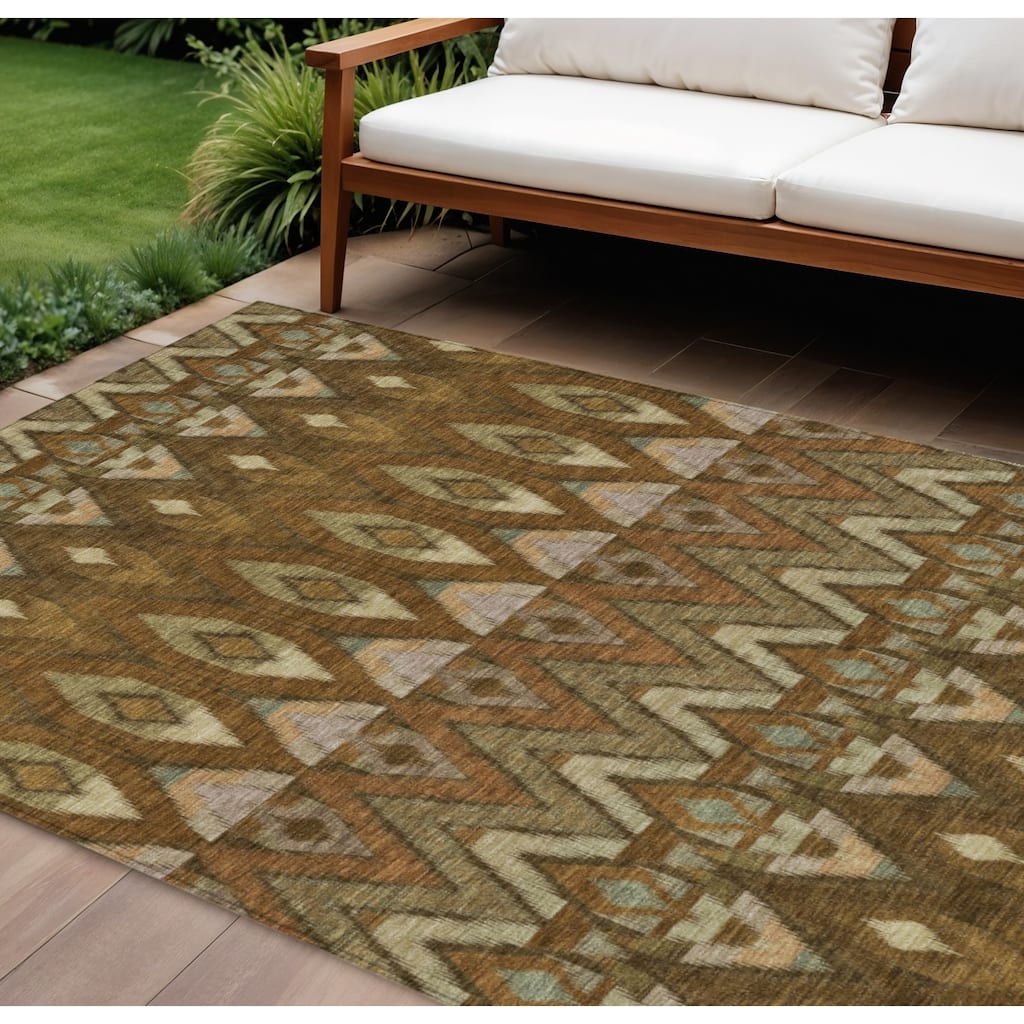 HomeRoots Southwestern Transitional Rectangle Outdoor Rug