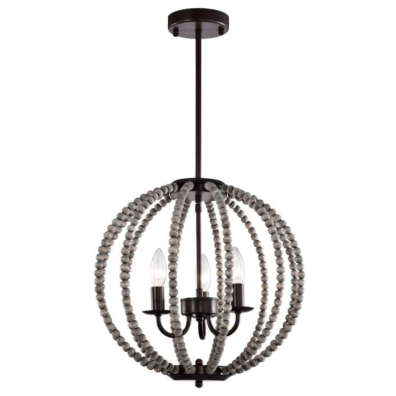 Casey 16 Inch Globe Open Cage Beads Pendant 3 Light