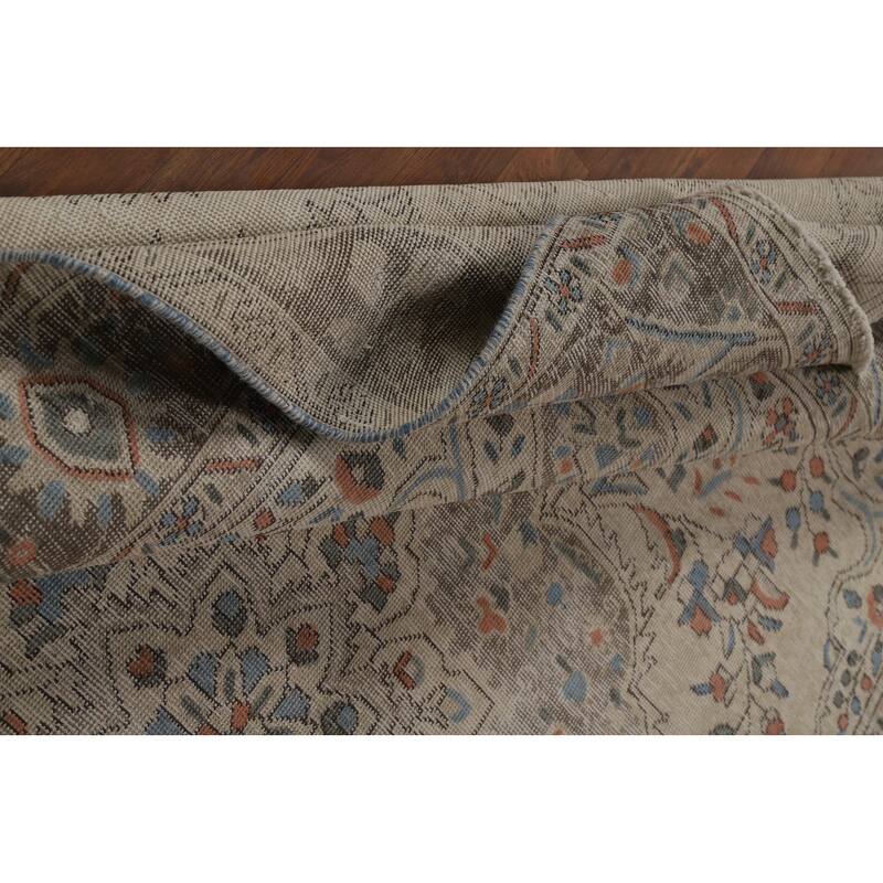 Beige / Ivory Medallion Tabriz Persian Area Rug Handmade Wool Carpet - 6'6"x 9'8"