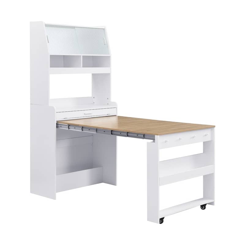 33.5 x 15.7 inch Buffet with Foldable Dining Table and Storage Shelf (Chair not included)