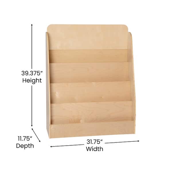 Commercial 4 Shelf Birch and Poplar Plywood Book Display Stand for Kids